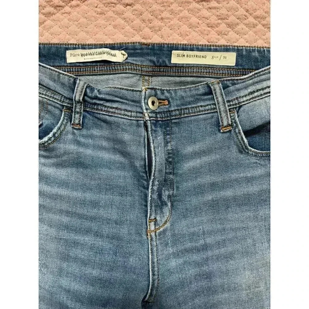 anthropologie Pilcro Women's Jeans Size 31 Blue Slim Boyfriend Long Pants - Picture 5 of 11